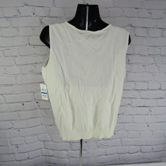 Ella Rose Women's The Majestic Cotton Blend Sleeveless Top Blouse Cream XL - Picture 4 of 8